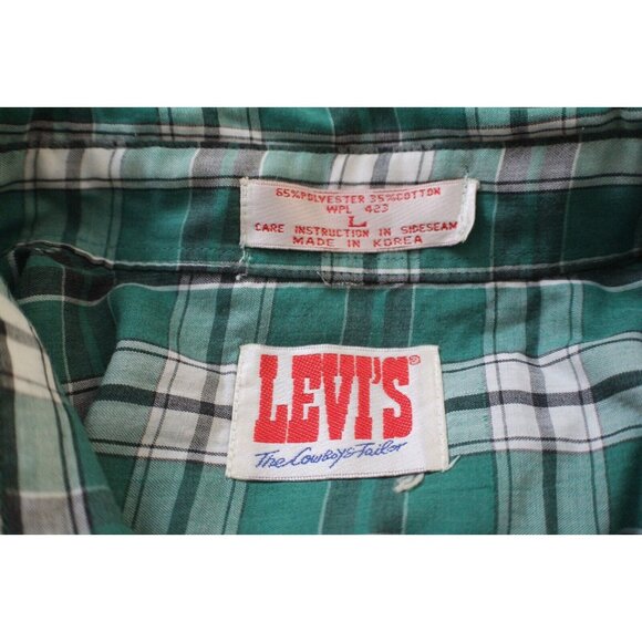 Vintage Levi's Men's White Tab Pearl Snap Western Style Shirt Size L - Picture 4 of 4